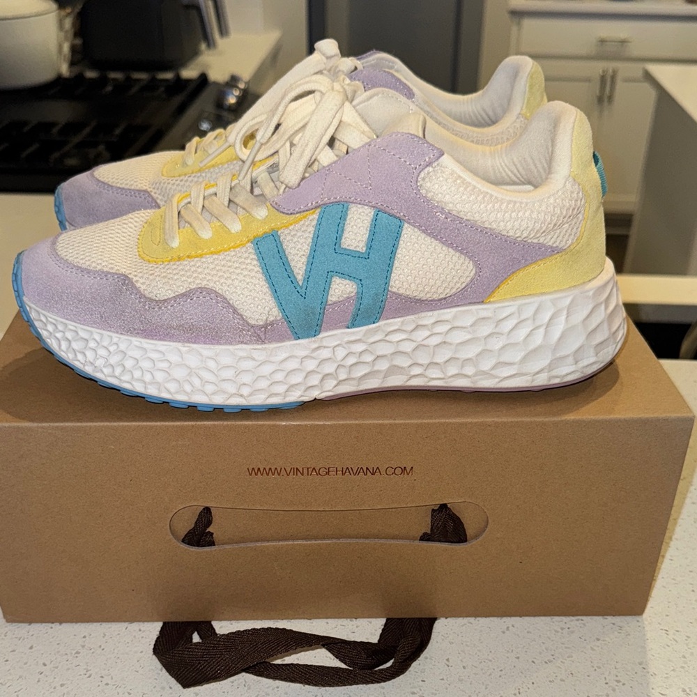 Vintage Havana Sneakers in Purple, Yellow, and Blue - Picture 4 of 5